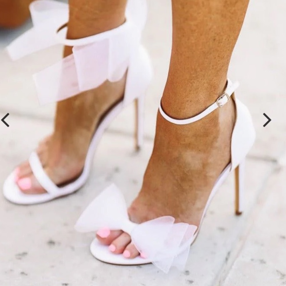 White bridal heels with bows